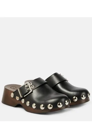 Ganni Embellished leather clogs