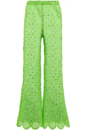 ROTATE Nola crochet cotton-blend flared pants