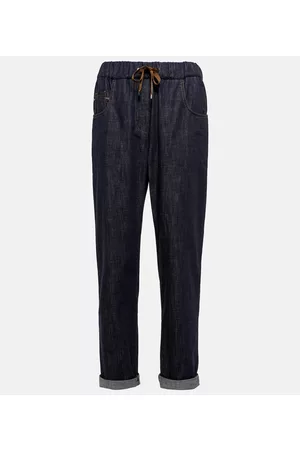Brunello Cucinelli Kobieta Zwężane - Embellished tapered jeans
