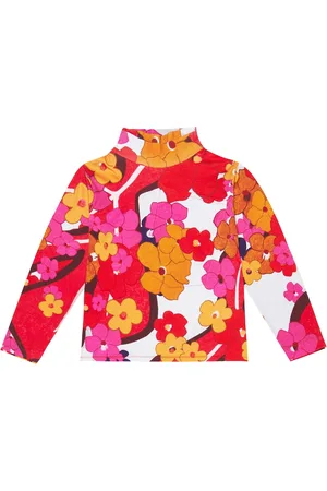 ERL KIDS Floral turtleneck cotton jersey top