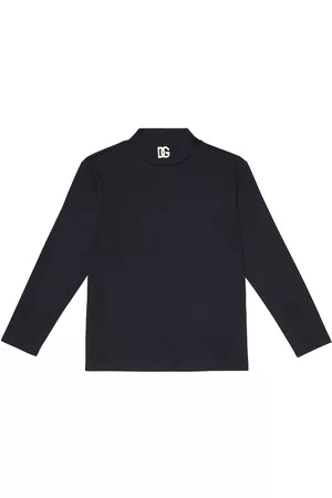 Dolce & Gabbana Logo cotton-blend jersey turtleneck top