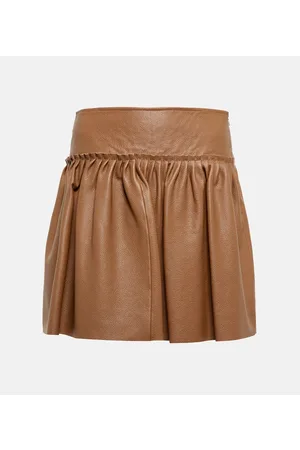 Max Mara Triptone pleated leather miniskirt