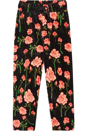 Mini Rodini Floral-printed cotton velvet pants