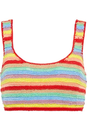 ANNA KOSTUROVA Striped crocheted cotton crop top