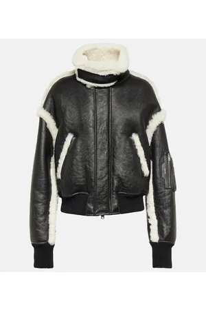 AMIRI Shearling-trimmed leather bomber jacket