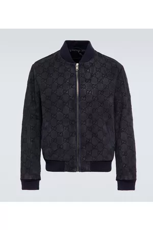 Gucci GG leather bomber jacket