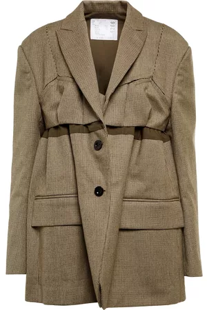 SACAI Kobieta Wełny - Paneled checked wool blazer