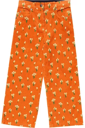 Stella McCartney Dziewczynka Szerokie - Floral wide cotton corduroy pants
