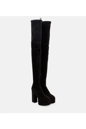 PARIS TEXAS Suede platform over-the-knee boots