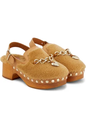 Chloé Ninna leather and shearling clogs