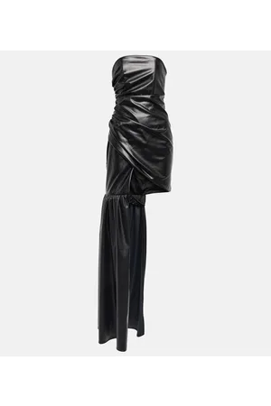 DAVID KOMA Strapless faux leather dress