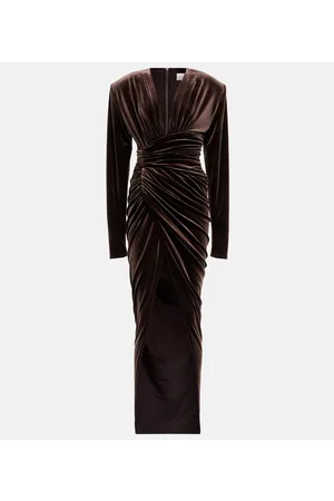 ALEXANDRE VAUTHIER Ruched velvet maxi dress