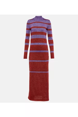 Paco rabanne Kobieta Sukienki dzianinowe - Striped knit maxi dress
