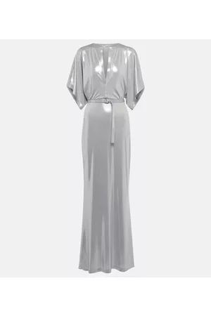 Norma Kamali Belted lamÃ© gown