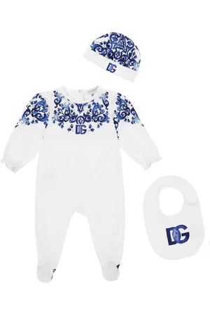 Dolce & Gabbana Baby printed cotton jersey onesie, bib, and beanie set