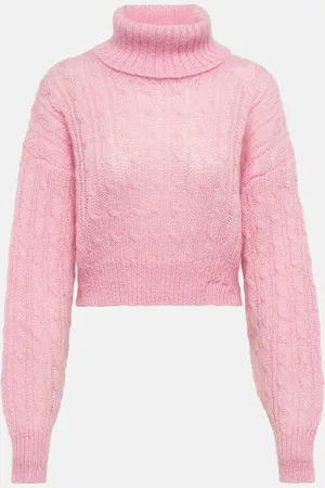 Ganni Cable-knit turtleneck mohair-blend sweater