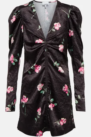 Ganni Floral satin minidress