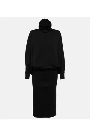 Saint Laurent Kobieta Sukienki koktajlowe i wieczorowe - Tulle-trimmed wool jersey maxi dress