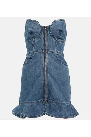 Self-Portrait Zip-up denim minidress