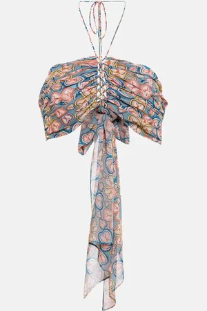 Etro Printed halterneck crop top