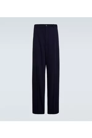 Balenciaga Spodnie - Mid-rise wool pants