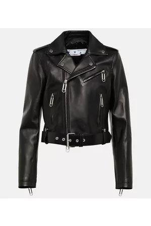OFF-WHITE Kobieta Ramoneska - Leather biker jacket