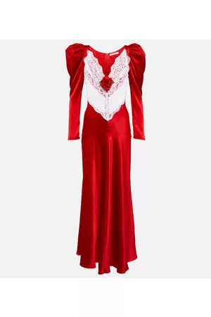 RODARTE Kobieta Sukienki koktajlowe i wieczorowe - Lace-insert silk charmeuse gown