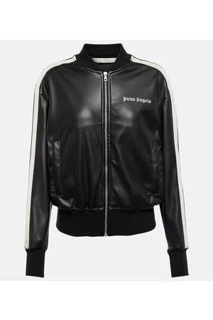 Palm Angels Faux leather bomber track jacket