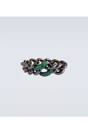 Shay Medium Link 18kt gold ring with emerald
