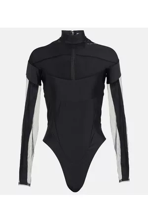 MUGLER Kobieta Body - Mesh-paneled bodysuit