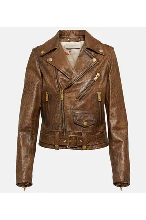 Golden Goose Leopard-print leather biker jacket