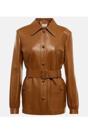 Gucci Kobieta Kurtki skórzane - Belted leather jacket