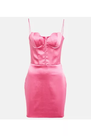 Rasario Lace-up satin bustier minidress
