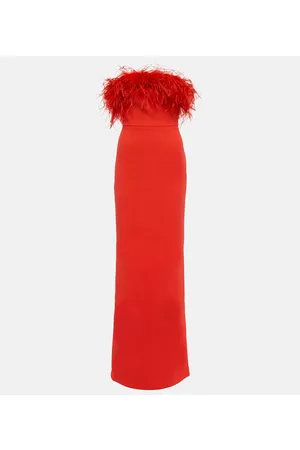 Rebecca Vallance Scarlett feather-trimmed strapless gown