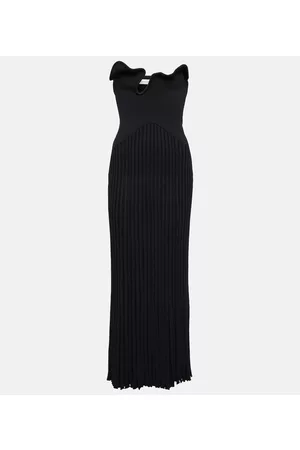 CHRISTOPHER ESBER Cutout pleated ribbed-knit maxi dress