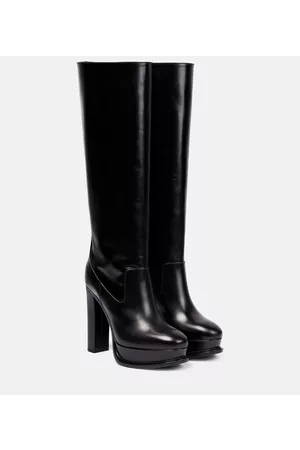 Alexander McQueen Leather platform knee-high boots