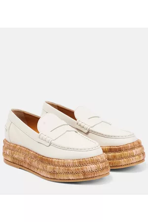 Tod's Platform leather and raffia loafers