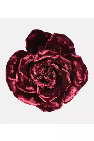 Saint Laurent Rose Large crushed velvet brooch