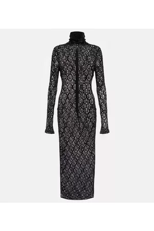 Dolce & Gabbana Logo open-knit cotton-blend midi dress