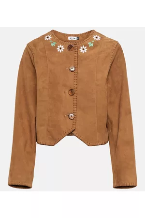 RIXO London Marianne embroidered suede jacket