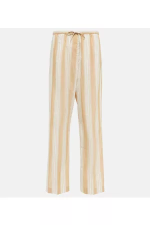 Totême Striped straight cotton and silk pants