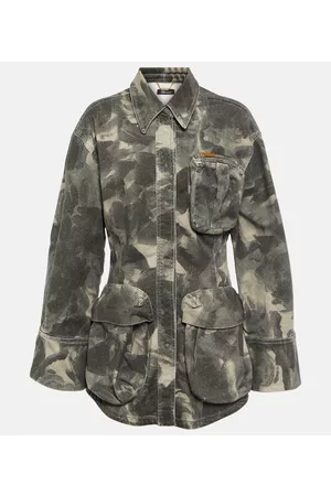 BLUMARINE Belted printed denim jacket