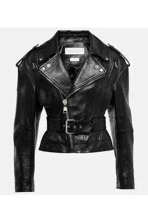 Alexander McQueen Belted leather jacket