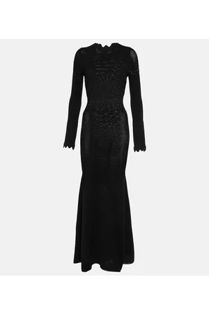 Victoria Beckham Scalloped semi-sheer knit maxi dress