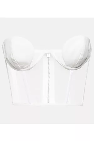 Nensi Dojaka Bridal tulle-paneled crÃªpe bustier