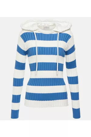 Moncler Ribbed-knit striped cotton hoodie