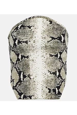 Khaite Snake-print strapless top