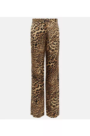 NILI LOTAN Kobieta Spodnie Szerokie Nogawki - Germain leopard-print silk straight pants