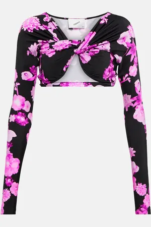 COPERNI Floral cropped twisted jersey top