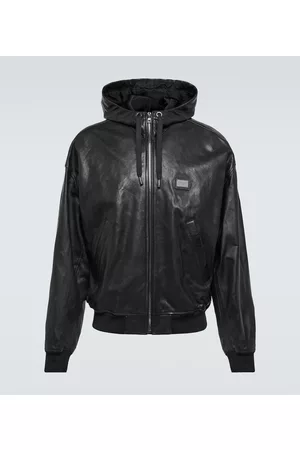 Dolce & Gabbana Luksusowe - Logo hooded leather jacket